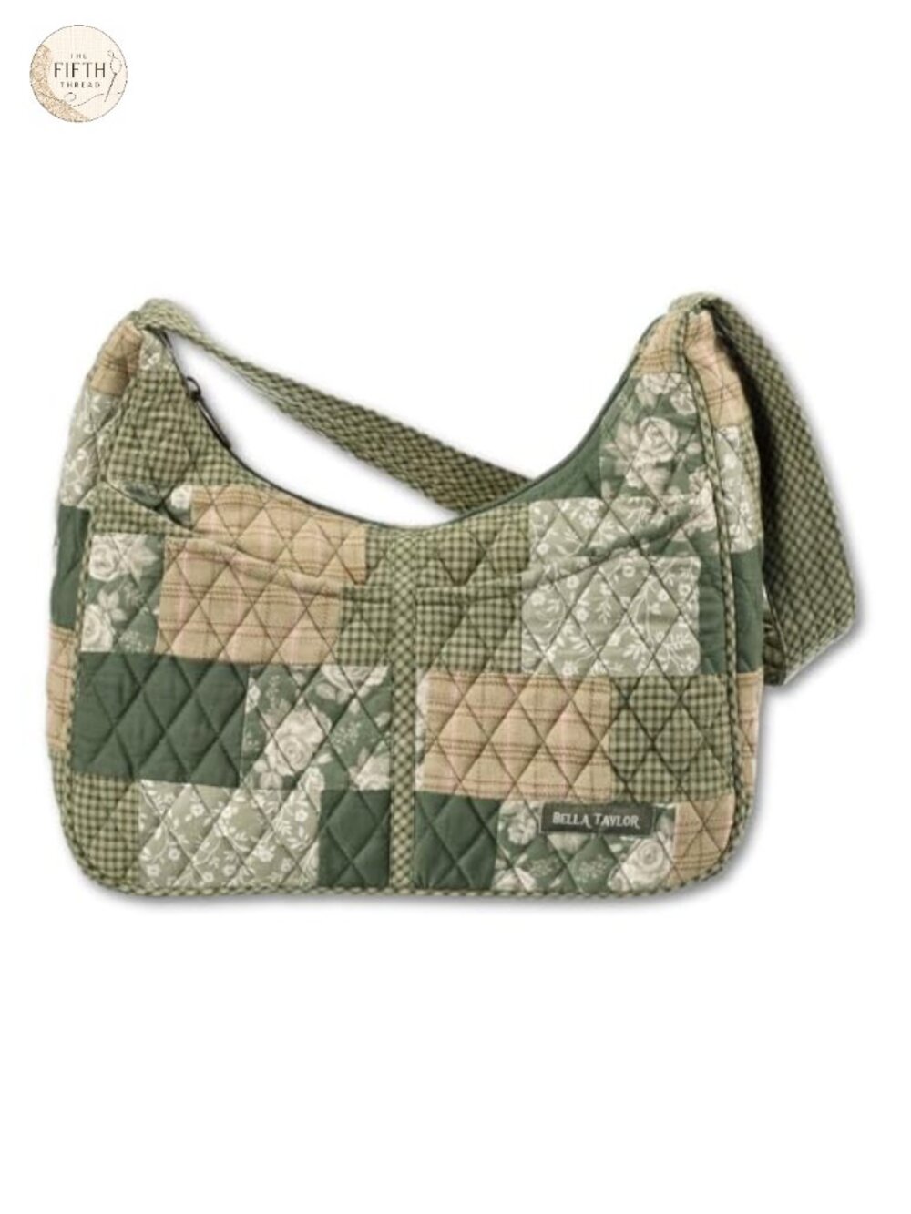 Quilted Cotton Hobo Shoulder Bag Patchwork Purse with Pockets, Machine Washable